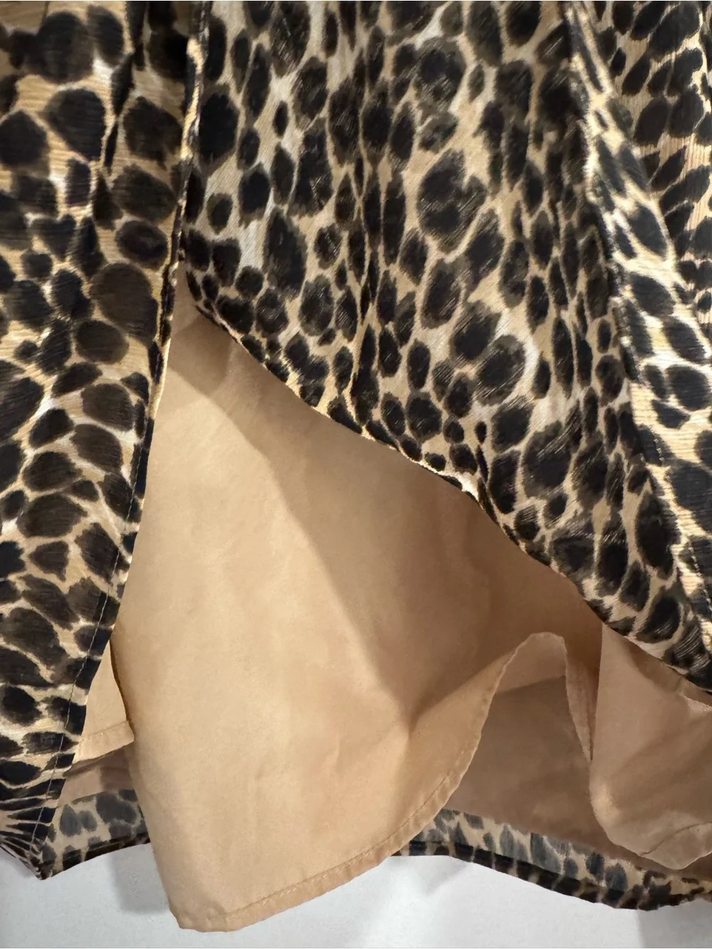 J.Crew Leopard Print Smocked Neck Long Sleeve Blouse Small Tan Black